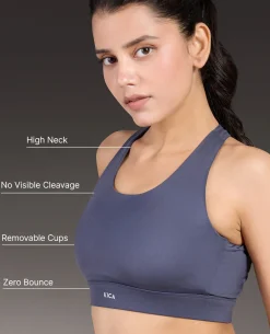 Luxe Crostini Full Coverage And High-Impact Sports Bra Grey