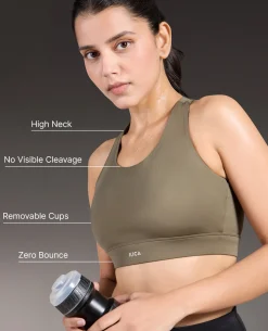 Luxe Crostini Full Coverage And High-Impact Sports Bra Olive