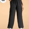 Mid Rise Solid Lightweight Cargo Pants For Girls