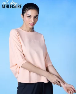 Nykd All Day Cotton Dolman Tee - NYLE278 - Peach parfait