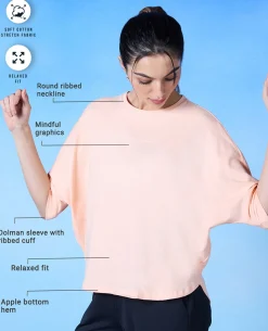 Nykd All Day Cotton Dolman Tee - NYLE278 - Peach parfait