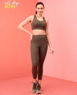Nykd All Day High rise Trendsetter Printed Legging- NYK121-Doodle Olive Print