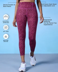 Nykd All Day High rise Trendsetter Printed Legging- NYK121-Scatter Tawny Print