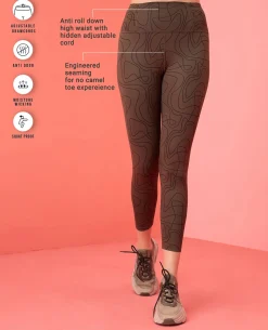Nykd All Day High rise Trendsetter Printed Legging- NYK121-Doodle Olive Print