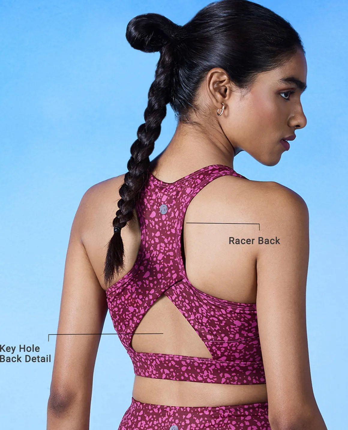 Nykd All Day On-Trend Sports Bra With Keyhole Back - NYK082 - Scatter Tawny Print