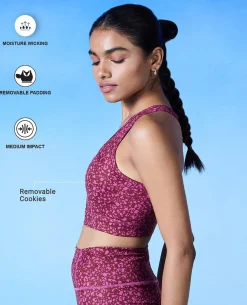 Nykd All Day On-Trend Sports Bra With Keyhole Back - NYK082 - Scatter Tawny Print