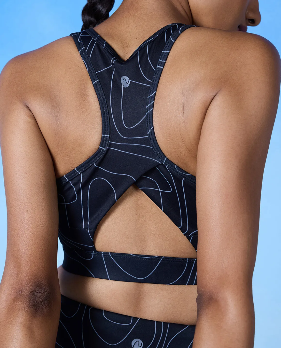 Nykd All Day On-Trend Sports Bra With Keyhole Back - NYK082 - Doodle Black Print
