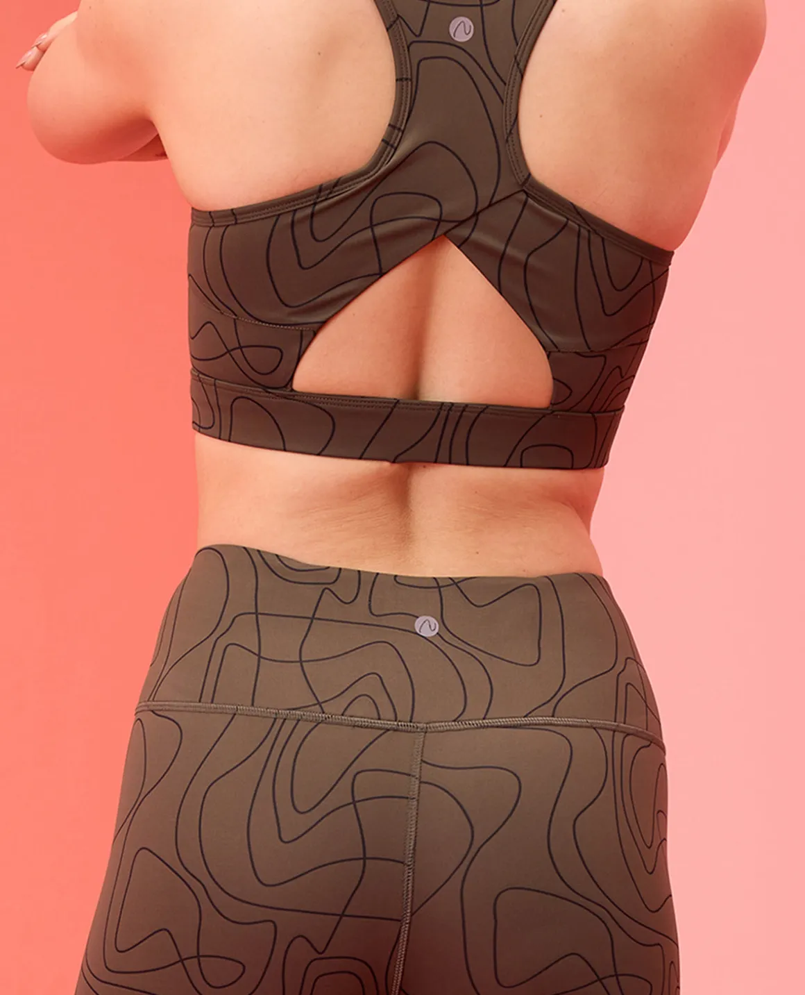 Nykd All Day On-Trend Sports Bra With Keyhole Back - NYK082 - Doodle Olive Print