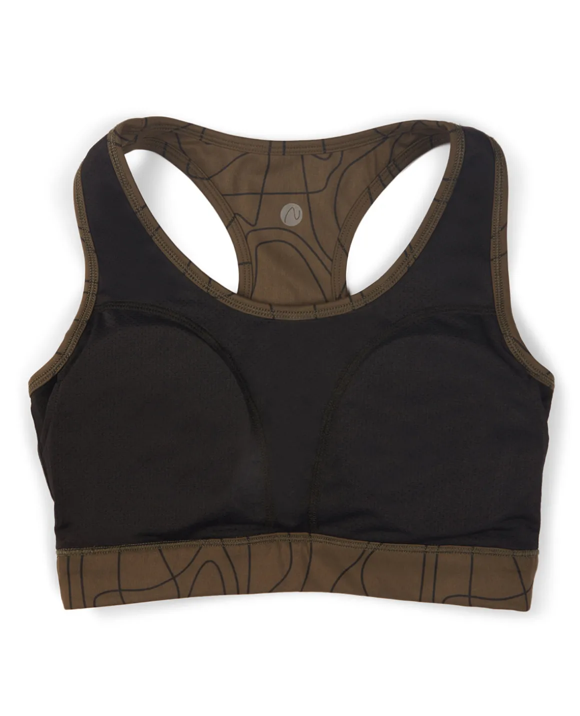 Nykd All Day On-Trend Sports Bra With Keyhole Back - NYK082 - Doodle Olive Print