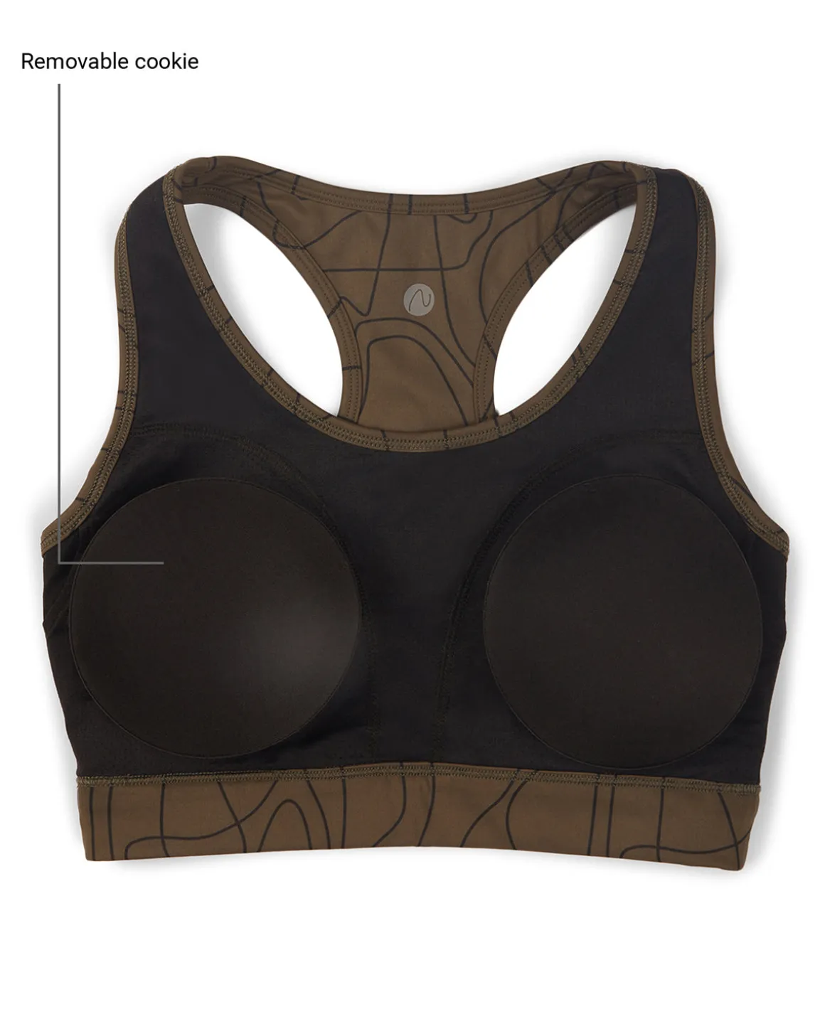 Nykd All Day On-Trend Sports Bra With Keyhole Back - NYK082 - Doodle Olive Print