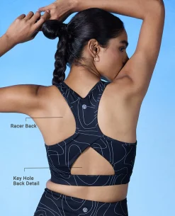 Nykd All Day On-Trend Sports Bra With Keyhole Back - NYK082 - Doodle Black Print