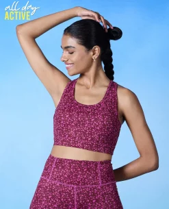 Nykd All Day On-Trend Sports Bra With Keyhole Back - NYK082 - Scatter Tawny Print