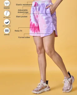 Nykd All Day Printed Terry Shorts - NYAT287 -Pink tie dye