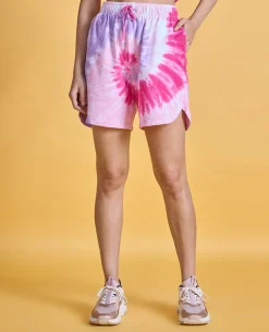 Nykd All Day Printed Terry Shorts - NYAT287 -Pink tie dye