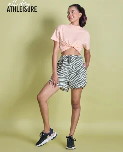 Nykd All Day Printed Terry Shorts - NYAT287 - Zebra green print