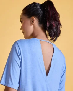 Nykd All Day Textured Cutout Back Knot Overlay - NYAT267- Blue melange