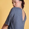 Nykd All Day Textured Cutout Back Knot Overlay - NYAT267- Black melange