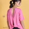 Nykd All Day Textured Cutout Back Knot Overlay - NYAT267-Pink melange