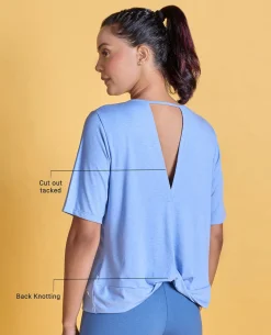 Nykd All Day Textured Cutout Back Knot Overlay - NYAT267- Blue melange