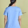 Nykd All Day V Neck Slub Cotton tee - NYLE512 - Hydrangea