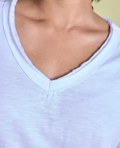 Nykd All Day V Neck Slub Cotton tee - NYLE512 - Bright White