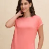 Nykd By Nykaa After Class Apple Bottom Flattering Longline Tee-NYAT272-Orange Melange