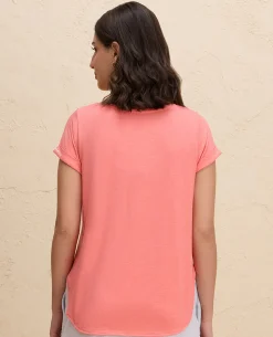 Nykd By Nykaa After Class Apple Bottom Flattering Longline Tee-NYAT272-Orange Melange