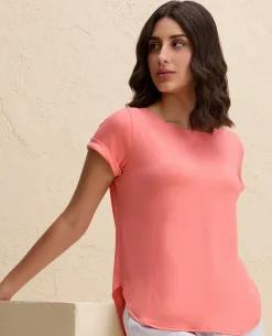 Nykd By Nykaa After Class Apple Bottom Flattering Longline Tee-NYAT272-Orange Melange