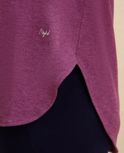 Nykd By Nykaa After Class Apple Bottom Flattering Longline Tee-NYAT272-Wine Melange