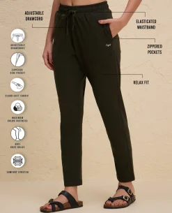 Nykd By Nykaa All Day Cotton Comfort Pant with Zip Pockets-NYAT502-Olive