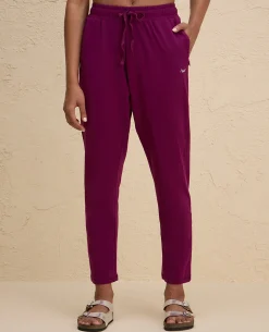 Nykd By Nykaa All Day Cotton Comfort Pant with Zip Pockets-NYAT502-Wine