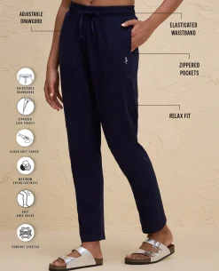Nykd By Nykaa All Day Cotton Comfort Pant with Zip Pockets-NYAT502-Navy