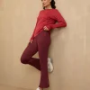 NYKD By Nykaa Back Twist Full sleeve Running Tee -NYK802-Maroon