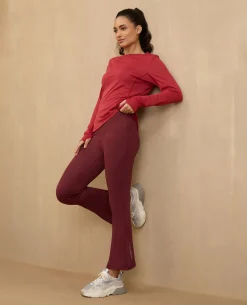 NYKD By Nykaa Back Twist Full sleeve Running Tee -NYK802-Maroon