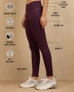NYKD By Nykaa Comfort Leggings with Pockets! -NYAT401-Grape