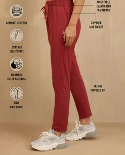 NYKD By Nykaa Cotton Comfort Pants-NYAT502-Red