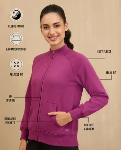 NYKD By Nykaa Cozy Fleece Zippered Jacket -NYLE704-Maroon