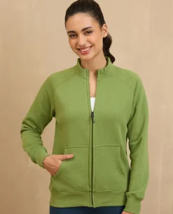NYKD By Nykaa Cozy Fleece Zippered Jacket -NYLE704-Green