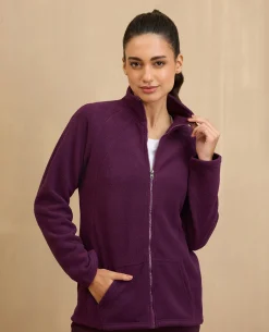 NYKD By Nykaa Cozy Sherpa Front open Jacket-NYLE701-Grape