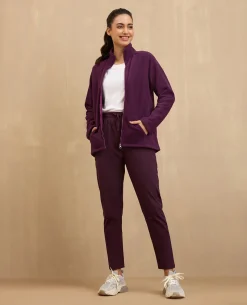 NYKD By Nykaa Cozy Sherpa Front open Jacket-NYLE701-Grape
