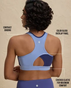 Nykd By Nykaa Essential Breathable Cotton Slip On Color Block Sports Bra -NYK904-Blue