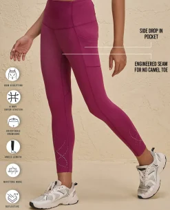 Nykd By Nykaa High Rise Legging with Reflective Print -NYK299-Grape