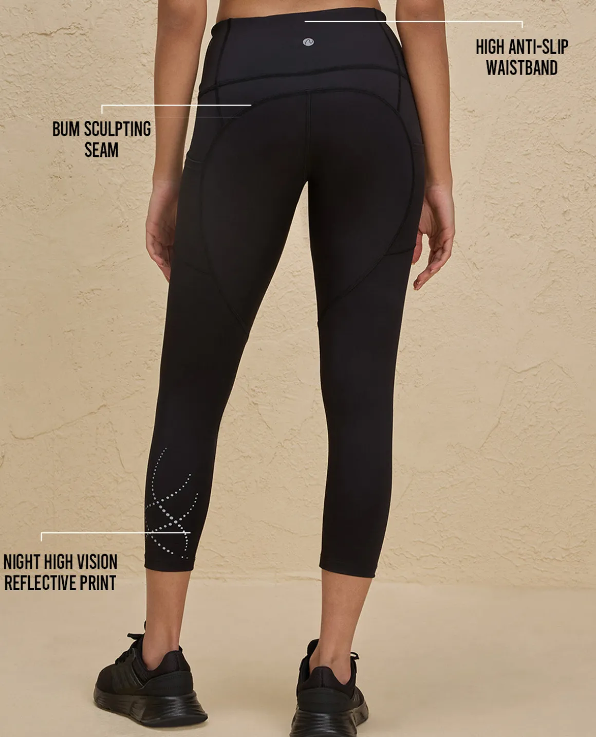 Nykd By Nykaa High Rise Legging with Reflective Print -NYK299-Jet Black