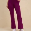 Nykd By Nykaa Iconic Cotton Flare Leggings with Pockets-NYAT503-Wine