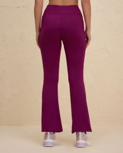 Nykd By Nykaa Iconic Cotton Flare Leggings with Pockets-NYAT503-Wine