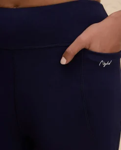 Nykd By Nykaa Iconic Cotton Flare Leggings with Pockets-NYAT503-Navy