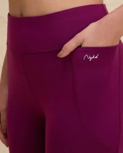 Nykd By Nykaa Iconic Cotton Flare Leggings with Pockets-NYAT503-Wine