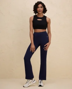 Nykd By Nykaa Iconic Cotton Flare Leggings with Pockets-NYAT503-Navy