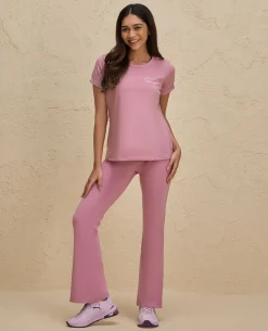 Nykd By Nykaa Iconic Cotton Flare Leggings with Pockets-NYAT503-Mauve