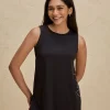 Nykd By Nykaa Quick Dry Stylised Tank Top Longline -NYK034-Jet Black